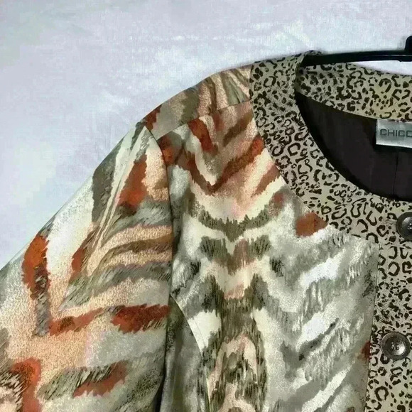 Chicos Women’s Jacket Size 3 XLRN# 79984. Blazer Animal Print Fall Tiger Brown - Picture 8 of 12